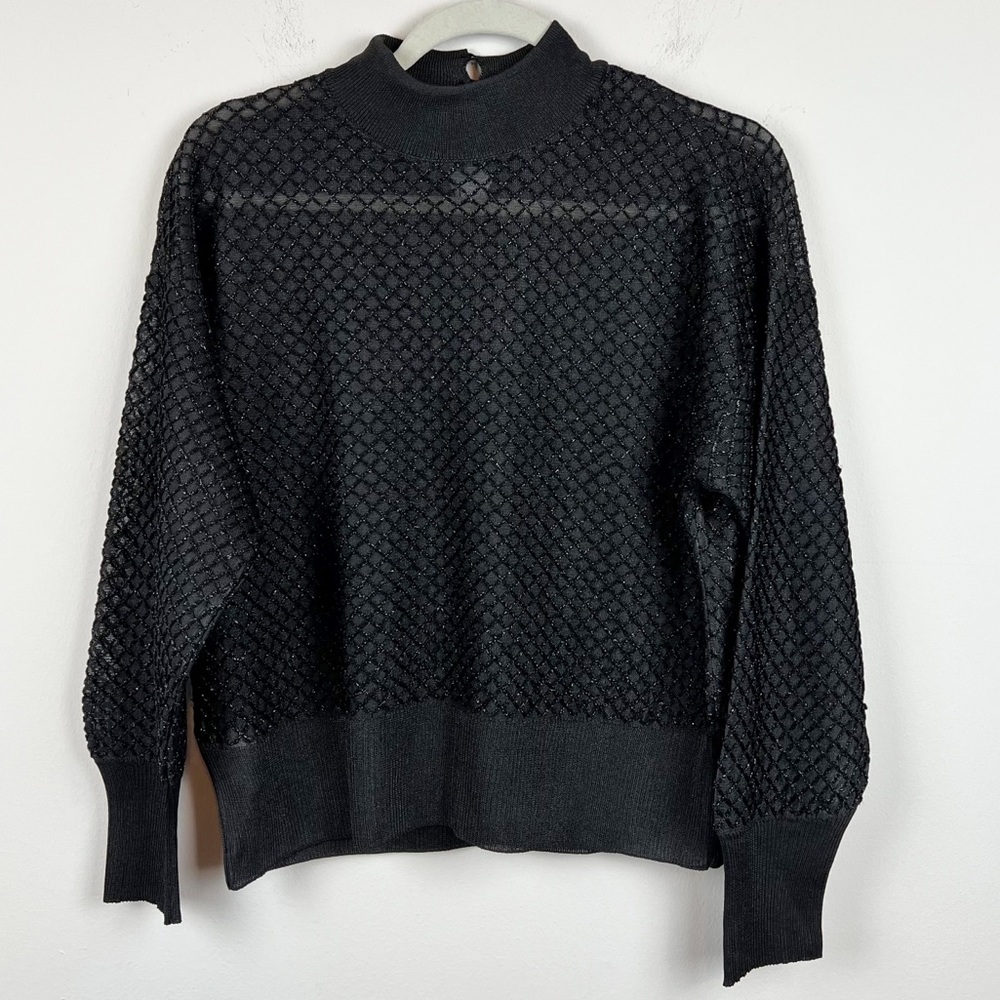 NWT MNG Mango Semi-Sheer Mock Neck Sweater